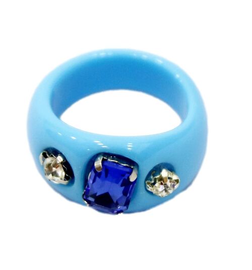 Blue Plastic Ring with Gems