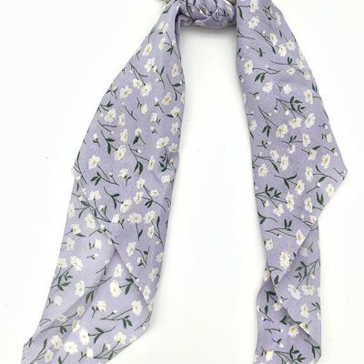 Lilac Ditsy Floral Print Scrunchie with Pearl Elastic