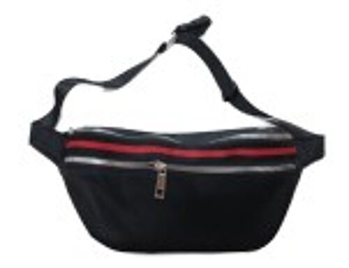 Black Nylon Stripe Bum Bag