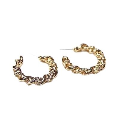 Chunky Twist Chain Hoops - ORO