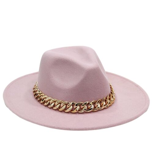 Lilac Fedora with Chunky Gold Chain Band