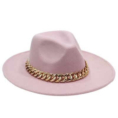 Lilac Fedora with Chunky Gold Chain Band