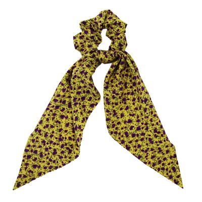 Yellow Ditsy Floral Print Long Scrunchie