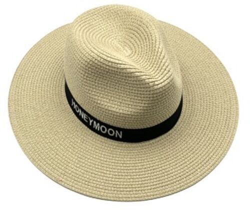 Cream Straw Hat with Honeymoon Band
