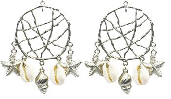 Boucles d'oreilles coquillage attrape-rêves en argent