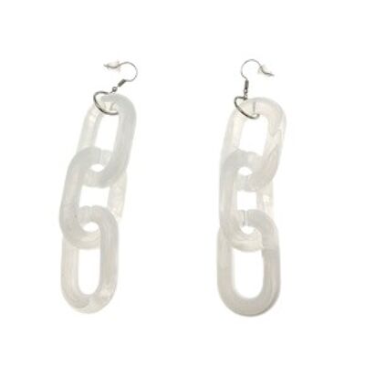 Clear Cloudy Effect Chunky Chain Link Earrings