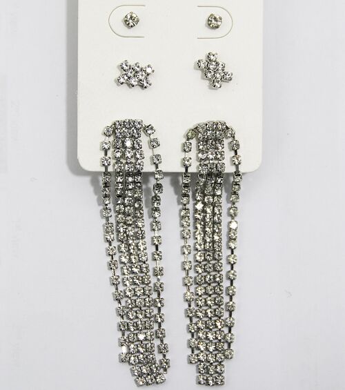 Silver Diamante 3 Pack Earring Set