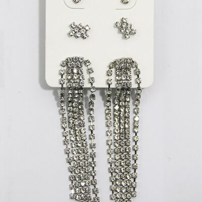 Silver Diamante 3 Pack Earring Set