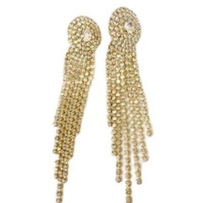 Gold Circle Diamante Multi Drop Earrings