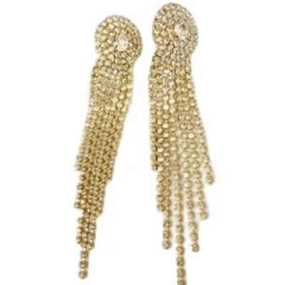 Gold Circle Diamante Multi Drop Earrings