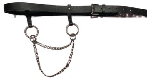 Black Croc Pu Belt With Hanging Chains