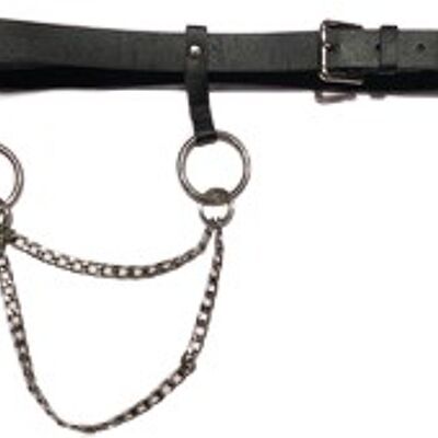 Black Croc Pu Belt With Hanging Chains