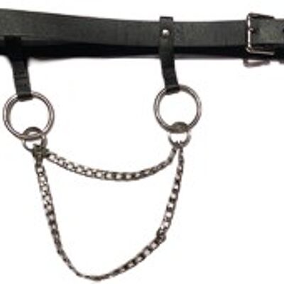 Black Croc Pu Belt With Hanging Chains