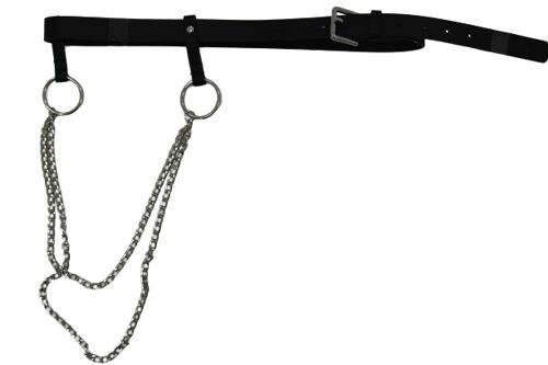 Black Pu Belt With Drop Chains