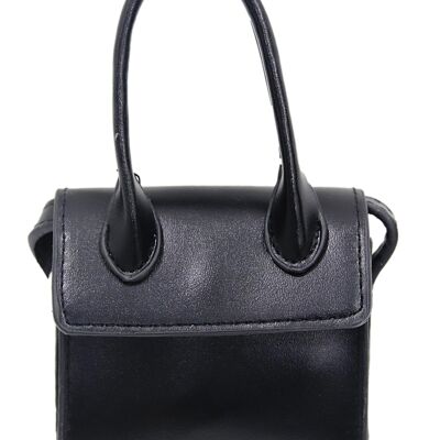 Black Mini Bag With Pu Handles And Strap