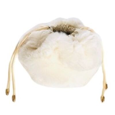 Cream Fur Bucket Bag with PU Strap