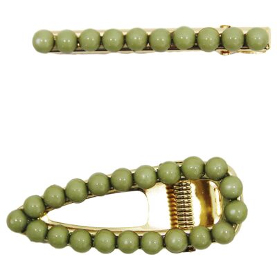 Haarspange mit grünen Perlen