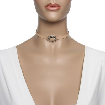 Brauner Choker mit Schnalle im westlichen Stil