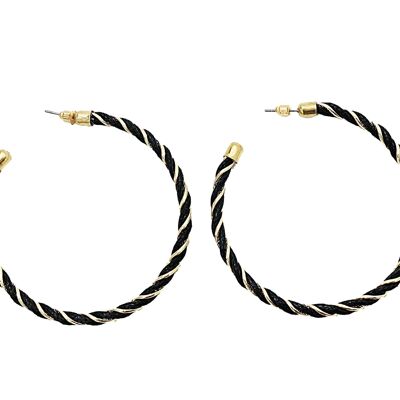Black Color Twist Hoop Earrings