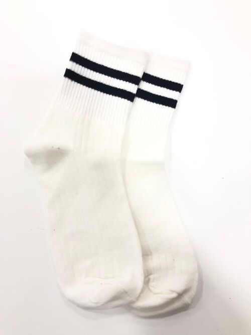 Stripe Sports Socks - ONE SIZE - WHITE