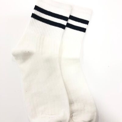 Stripe Sports Socks - ONE SIZE - WHITE