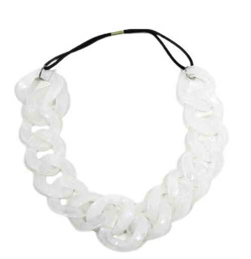 White Clear Cloudy Chunky Plastic Link Stretch Headband
