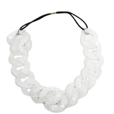 White Clear Cloudy Chunky Plastic Link Stretch Headband