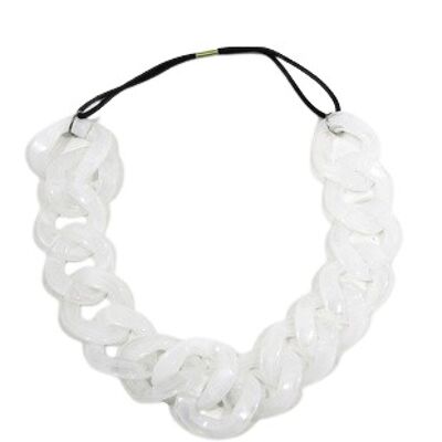 White Clear Cloudy Chunky Plastic Link Stretch Headband