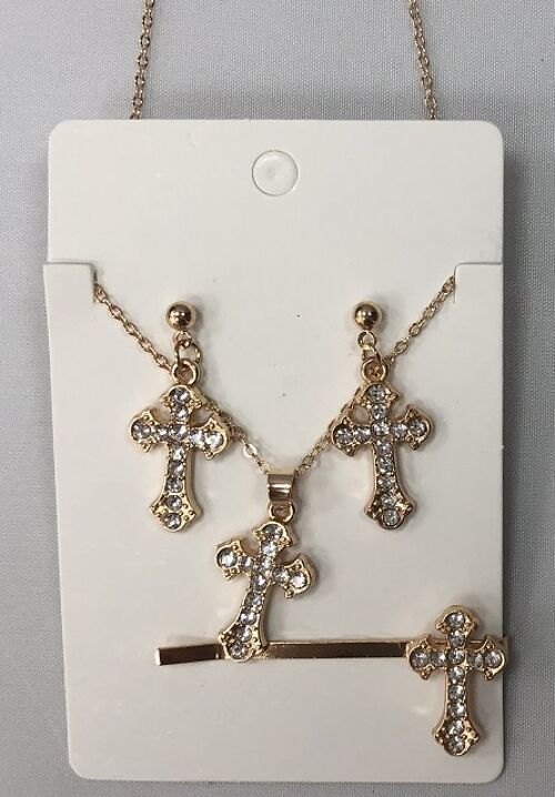 Gold Jewellery Set With Cross