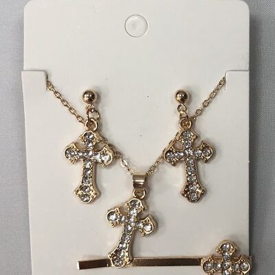 Gold Jewellery Set With Cross