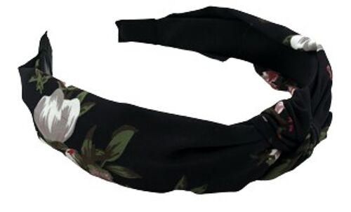 Black Floral Twist Knot Headband