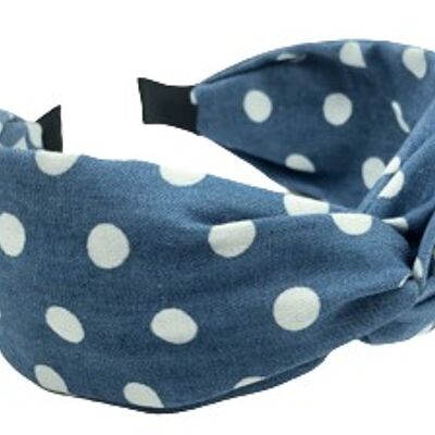 Denim Polka Dot Twist Headband