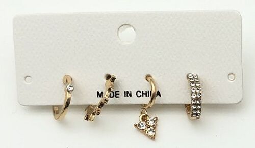 Gold Mini Hoop Diamante Earring Pack