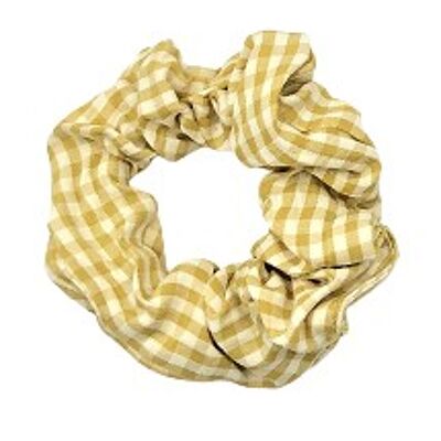 Mustard Gingham Print Scrunchie