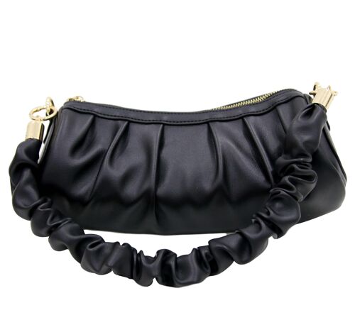 Black Ruched Bag with Ruched Handle