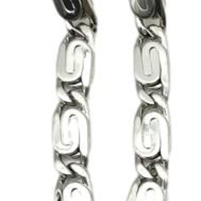 Silver Patterned Chain Link Drop Earrings