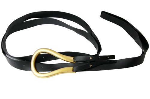 Black PU two strap hook belt