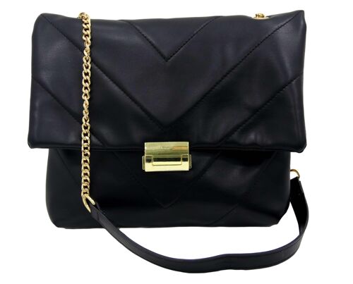 Black Quilted Medium Pu Shopper Bag