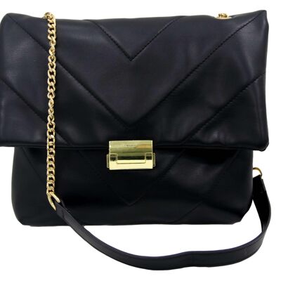 Black Quilted Medium Pu Shopper Bag