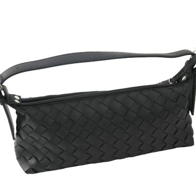 Black Weave shoulder Pu bag