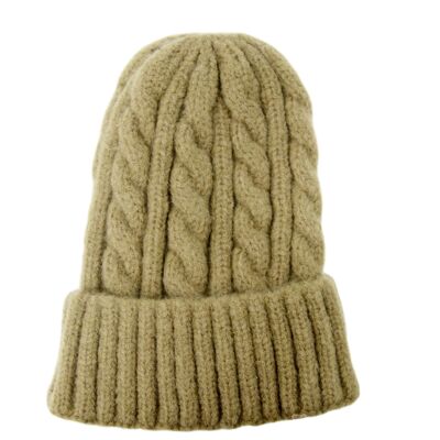 Beige Cable Knit Beanie