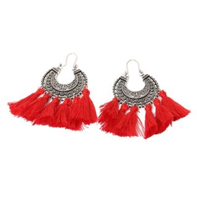 Metal semi circle tassel earrings