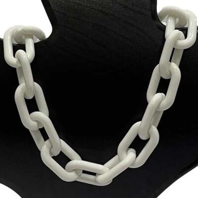 Chunky Chain Link Necklace - WHITE