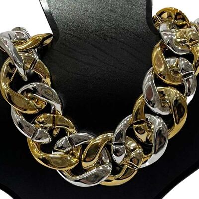 Gold and Silver Mixed Metals Chunky Chain Necklace