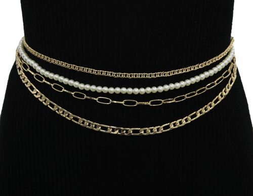 Gold Pearl and Chain Layered Belt
