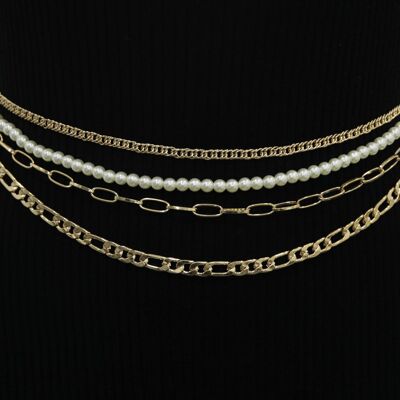 Gold Pearl and Chain Layered Belt