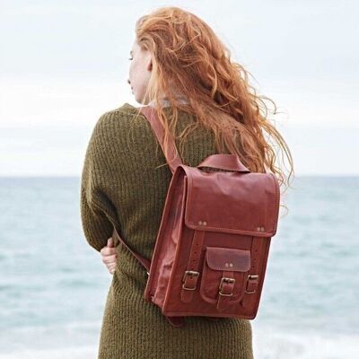 Brown Leather Satchel Style Rucksack