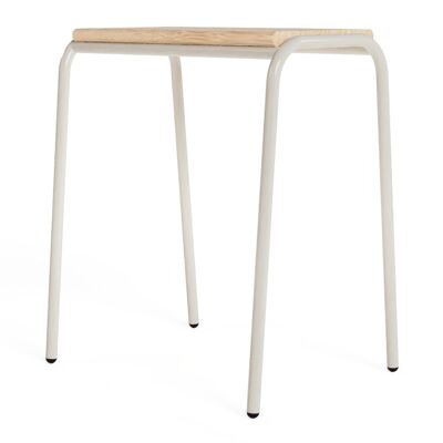 Solid Oak / Silk Grey Stackable Low Stool / Kitchen Stool