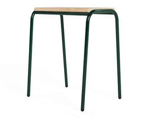 Solid Oak / Moss Green Stackable Low Stool / Kitchen Stool