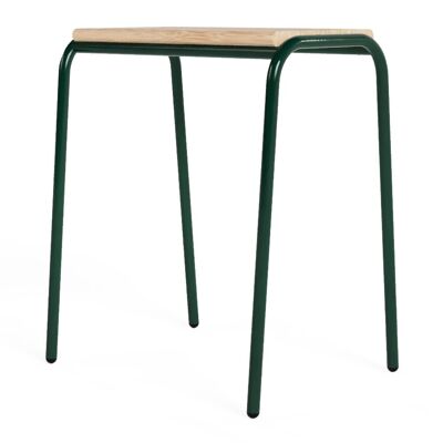 Solid Oak / Moss Green Stackable Low Stool / Kitchen Stool